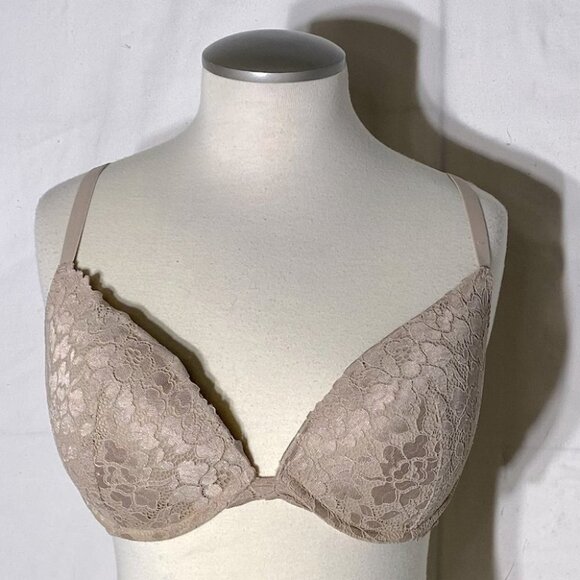 LA Senza Beige Lace Obsession Deep Plunge Bra 34E (34DD) - Picture 1 of 10